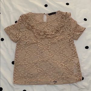 Zara ruffle top - blush/taupe color